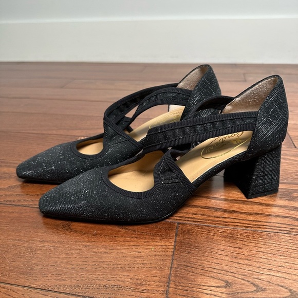 Browns Couture Delphina Black Sparkle Block Heel Shoe - Picture 4 of 9